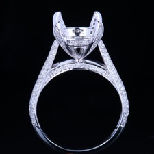 0.42ct Diamond Semi Mount 10mmto11mm Round Sterling Silver Luxurious Ladys Ring