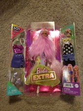 Barbie Extra Deluxe Doll NRFB Pink Hair Dresses 30 Looks Pet Glasses Outfits