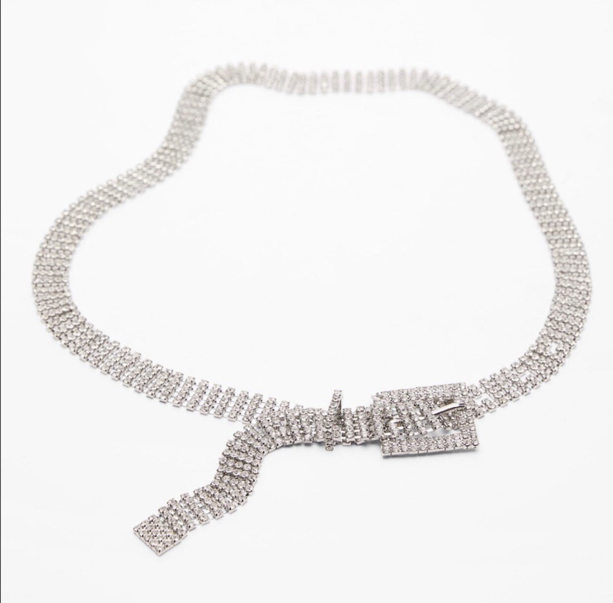 NWT ZARA jewel belt. Size 32 (M) BNWT ZARA Silver Maxi Jewel Rhinestone Belt Size 32 | eBay UK main image 2