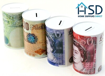 Spardose Pfund Schein Design Kinder Bargeld Sparen PIggy Bank Box £5 £10 £20 £50 