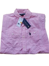 US Polo Assn  Button-Down Short Sleeve Light Red/Pink Shirt Men’s Size Small NWT