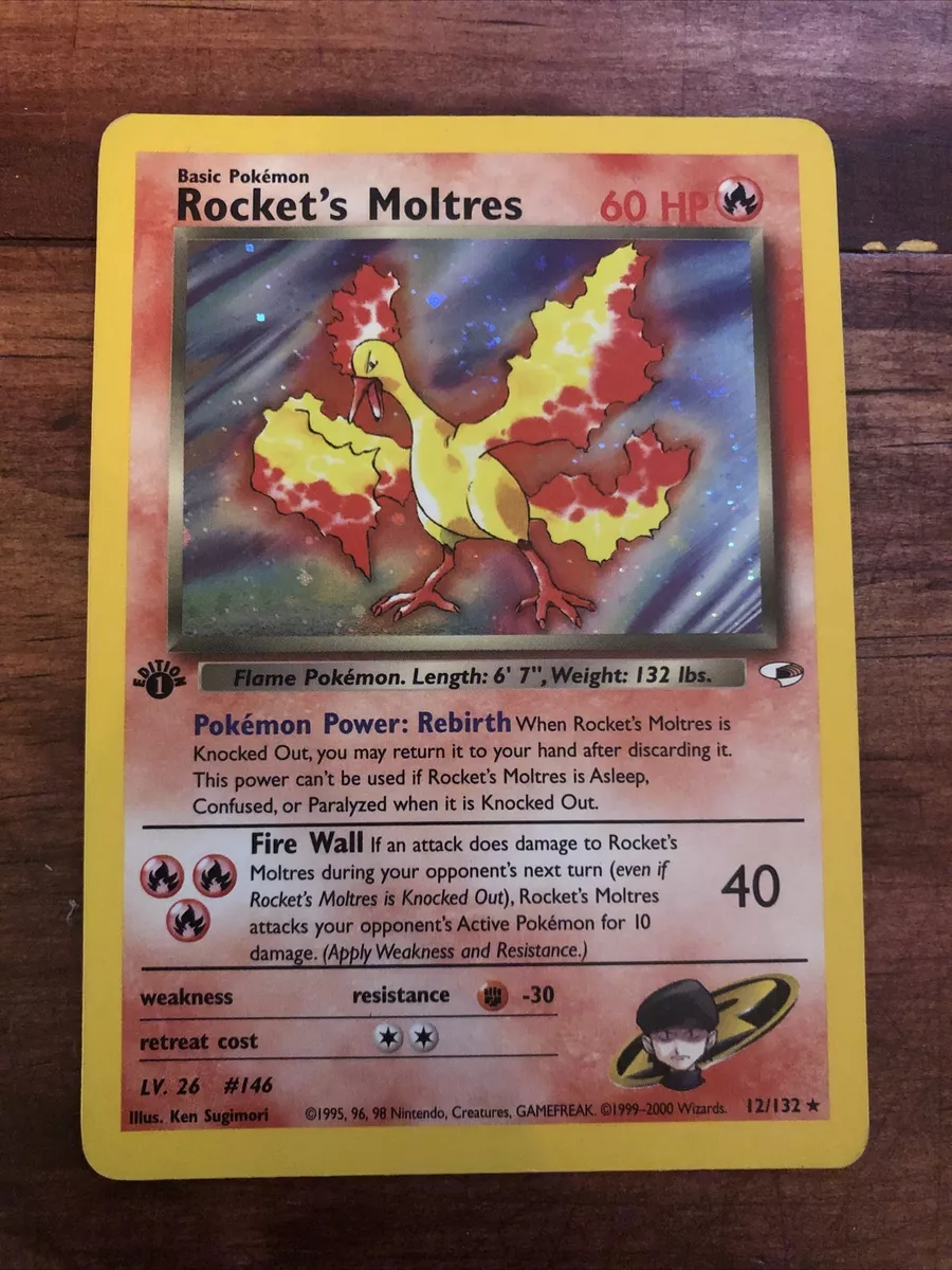 Rocket's Moltres. Pokemon Holofoil Real Card. 