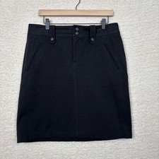 LRL Ralph Lauren Skirt 10 Black Mini Flat Front A-Line Cotton Blend Pencil