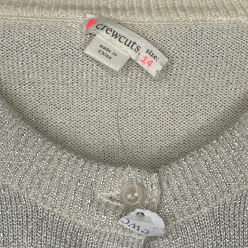 Crewcuts Sparkly Ruffle Trimmed Cardigan Sweater Silver Size 14 - Picture 3 of 8
