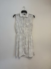 New Warehouse Button-Up Sleeveless Knee Length Dress (White/Black) 12