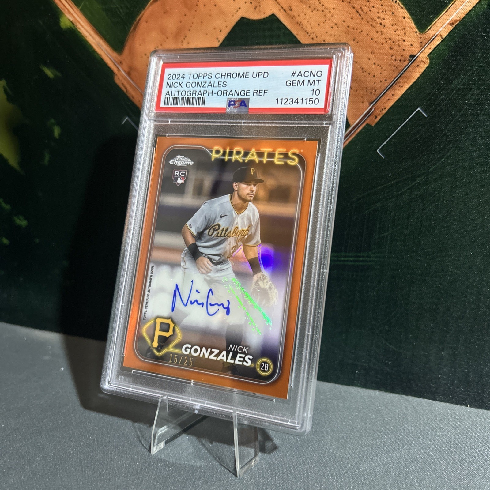 2024 Topps Chrome Update Nick Gonzales #AC-NG RC True Orange Auto /25 PSA 10 💎 view 3