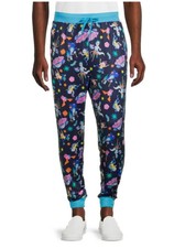 Rick And Morty Neon Sleep Pant Joggers Blue XL Side Pockets Drawstring