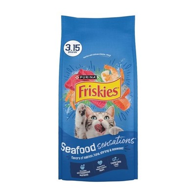 Dry Cat Food with Salmon Tuna Shrimp and Seaweed Flavor Seafood Sensations 3.15
