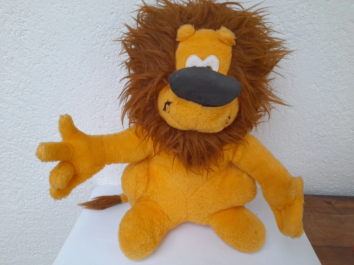 Peluche Lion Vintage AJENA Des Années 80 - Mascotte Officieuse Du Tour De France, Cyclisme, Maillot Jaune - Super état Pour Collection