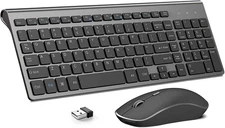 Black Grey Wireless Keyboard and Mouse 2.4G Ergonomic Slim Combo for PC