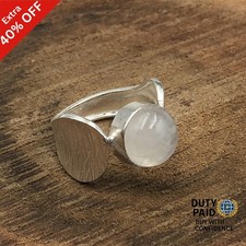 Valentines Deal Round Rainbow Moonstone Gemstone Daughter Band Ring 925 Silver