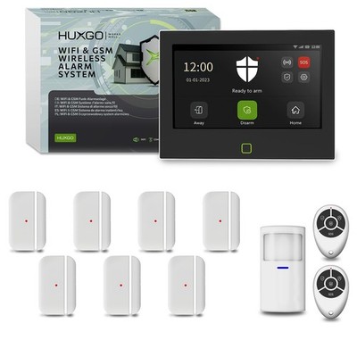 HUXGO Alarmanlage WLAN GSM 4G HXA700 7'' 1 PIR + 7 Türsensor App Steuerung