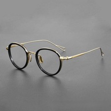 Retro Antique Oval Acetate Pure Titanium Full Rim Eyeglass Frame Men Women U-163