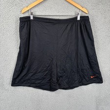 Vintage 90s Nike Basketball Shorts Mens 2XL Black Mesh Orange Swoosh Made USA