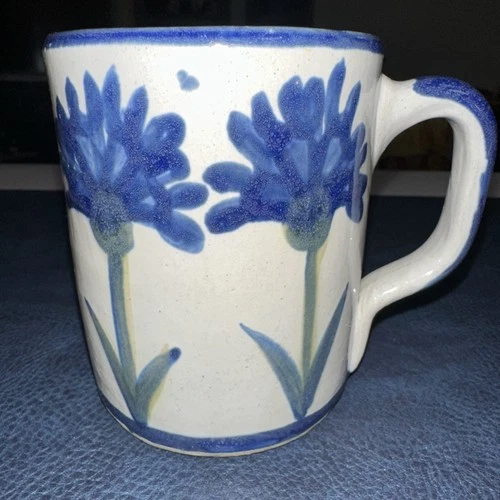 LOUISVILLE STONEWARE Vintage Blue Bachelor Button Cornflower Mug