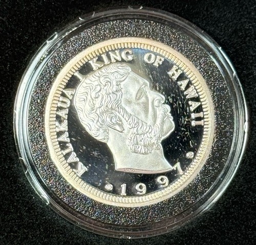 The Royal Hawaiian Mint 1997 Kalakaua Proof Hawaii Dala 1/2 oz argento conio 88! - Foto 2 di 5