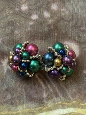 Statement Vintage Ohrclips Mehrfarbig Kugel S...