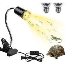 Reptile Heat Lamp UVA UVB Turtle Basking Light 50W Bulb 360 Clip Terrarium
