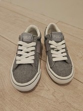 New Polo Ralph Lauren SIZE 13 Boy's Sayer Gray Canvas Casual Shoes Youth