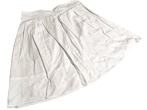 Halogen Medium Side Zip White Pleated Asymmetrical Lined Skirt 100% Cotton - Picture 1 of 8