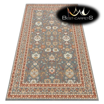 Orientalische 100% NATURWOLLE Teppiche ''SOHO'' Ornament Blau, Terrakotta Beste Qualität