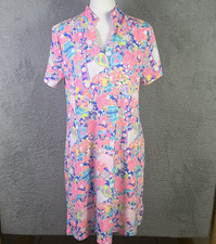 Lulu B Dress Womens M Pink Multi Pickleball Drinks Floral AOP Preppy Active