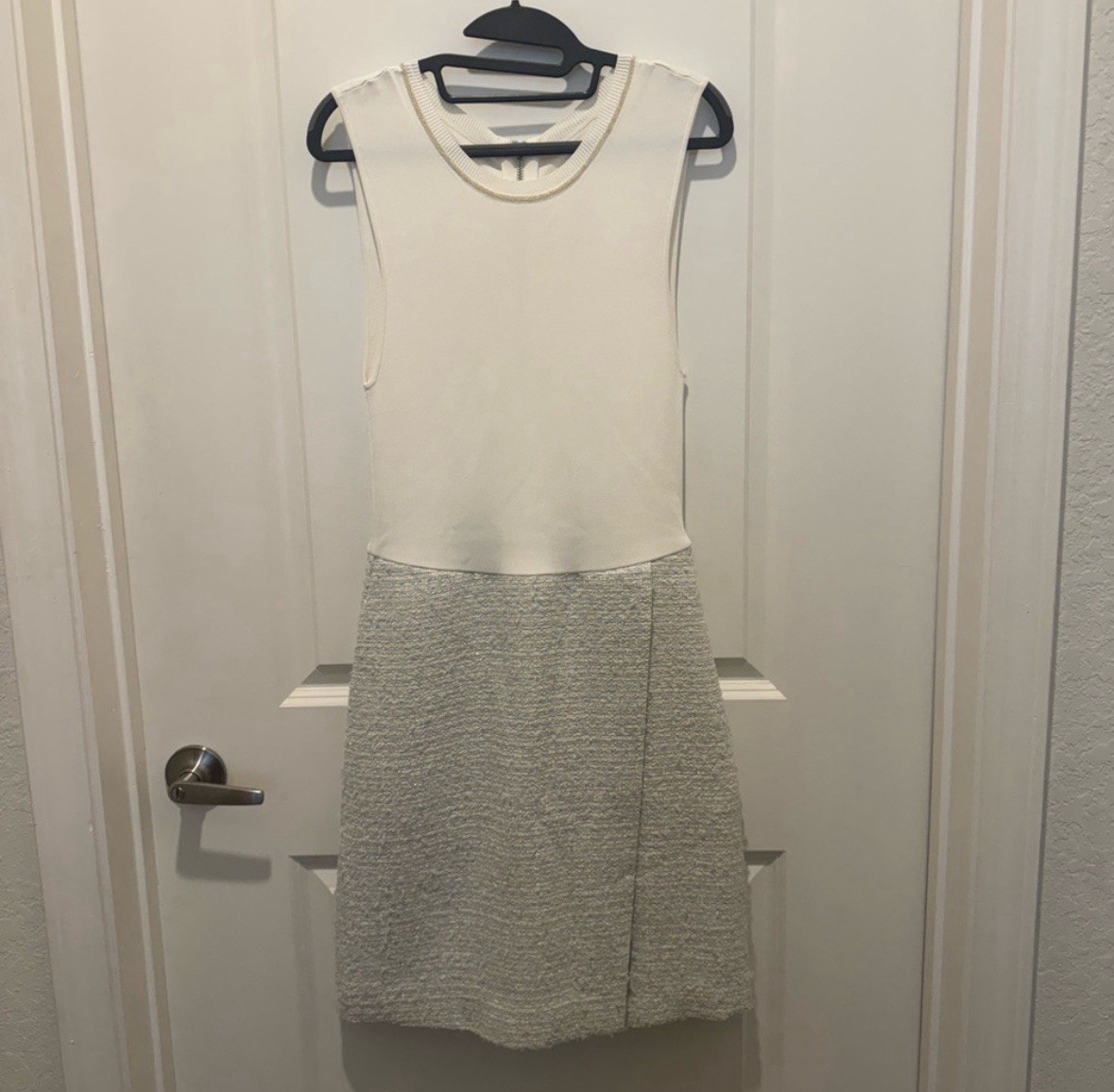 light grey knee length dress Knee Length Grey Formal Wear Light Grey Checked Knee Length Formal Women Regular Fit Dresses