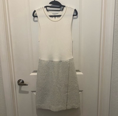 Sleeveless White and Light Gray A-Line Knee Length Dress Back Zip Women's |  eBay