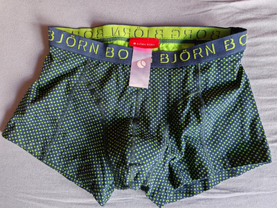 Bjorn Borg men's boxer shorts panties green/colored hem size S new & original packaging