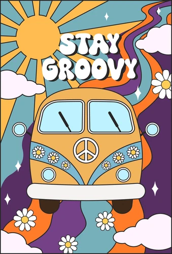 Psychedelic 70s Groovy Good Vibes Only Self Adhesive Vinyl Sticker