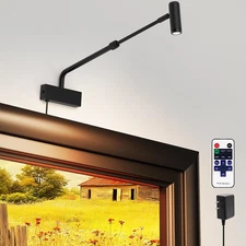 Picture Light for Wall with Retractable Arm, Rotatable Indoor Spotlight Plug in