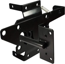 Self-Locking Gate Latch Heavy-Duty Wood Gate Steel Black 1pcs Post Mount