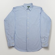 Lauren Ralph Lauren Dress Shirt Sze 17 35/37 Blue White Plaid Button Long Sleeve