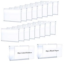 50pcs Labels for Storage Bins Plastic Label Clip, Basket Labels Clip On Wire ...