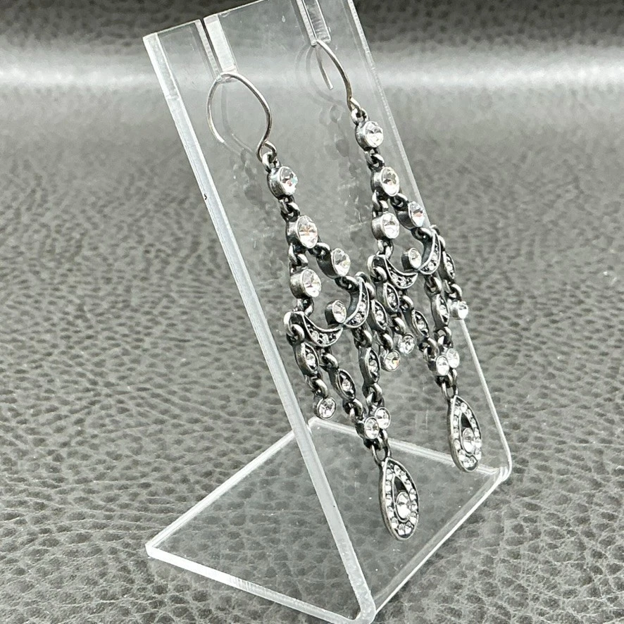 Pendientes Monet Estrás Cristal Araña Tono Plata 2.5 Pulgadas Gota Mujer Foto 4 de 4