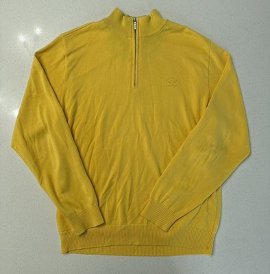 Paul & Shark Yachting 1/4 Zip Pullover Sweatshirt Yellow Mens L Made In Italy