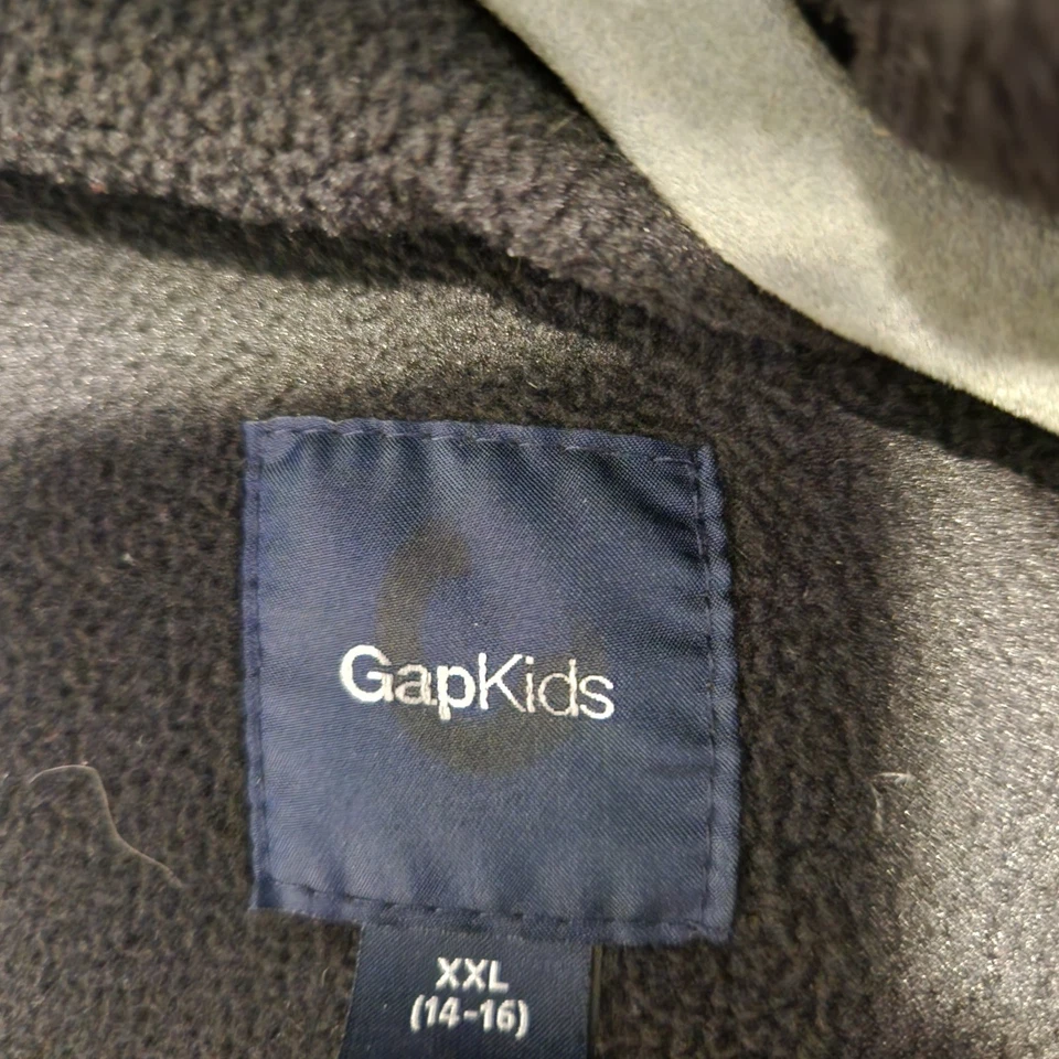 Gap Kids Down Puffer Jacket Windowpane Kids XXL 14-16 Black Gray Fleece Lined - Image 3 of 4