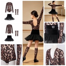 Girls Ballroom Stage Dancewear Ballet Outfits Jazz V-back Theme Party With Sock