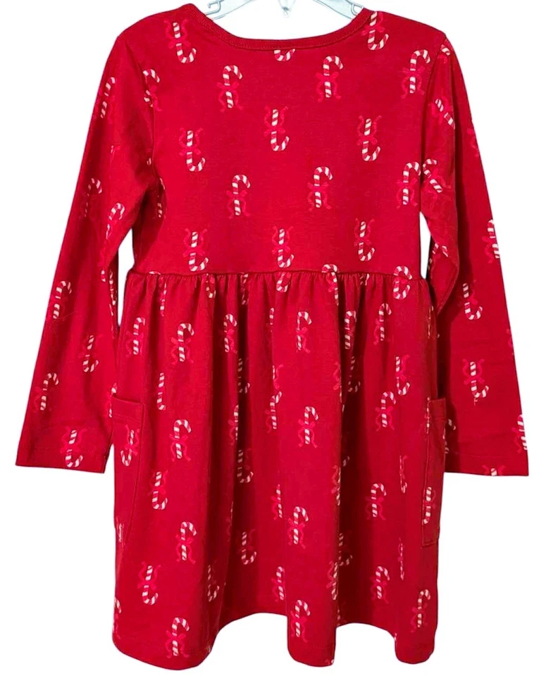 Vestido Hanna Andersson Holiday Playground rojo con bastones de caramelo y bolsillos talla 85 2T Foto 3 de 3