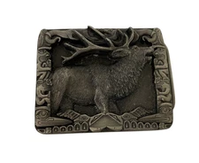 Vintage 1994 Bergamot Elk Design Rectangular Shape Brass Fashion Belt Buckle