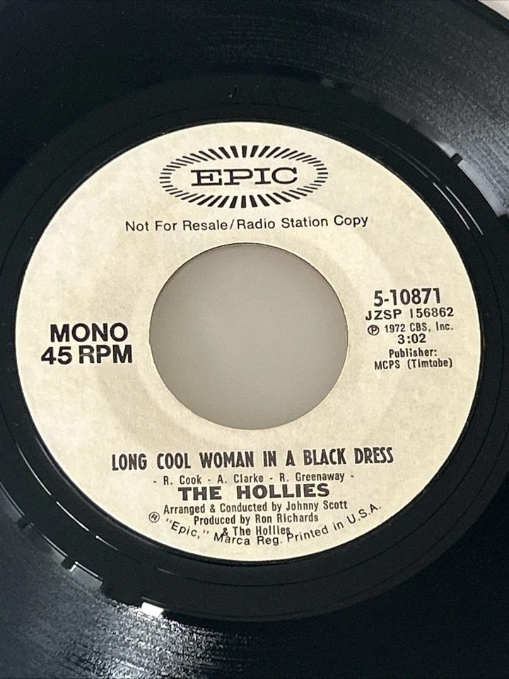 The Hollies Long Cool Woman In A Black Dress 45 White Label PROMO Mono/Stereo Foto 2 de 4
