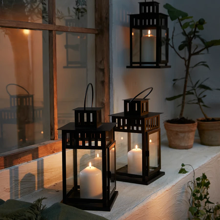 IKEA FENOMEN Unscented Block Candle Set of 5 Long Burn Pillar Candles Natural - Image 2 of 3