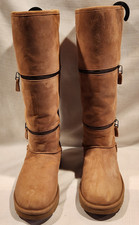 UGG CLASSIC ULTRA TALL CHESTNUT ZIPPER SHEARING LINED BOOTS SIZE 8
