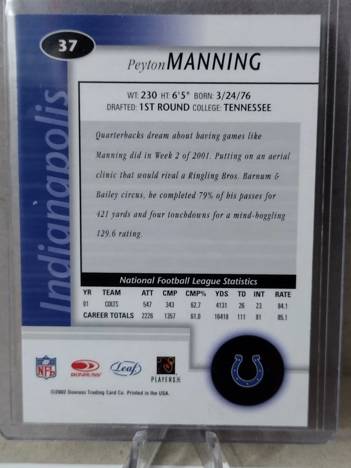 2002 Leaf Certified - Peyton Manning #37 - Image 2 of 2