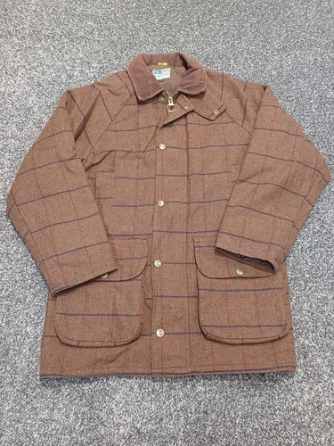 Hoggs of Fife Shooting Jacket Men Small Brown Check Tweed Wool Snap Zip Hunting - Picture 2 of 13