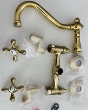 Kingston Brass KS322.AX Kitchen Wall Mount Widespread Bridge Brass NEW