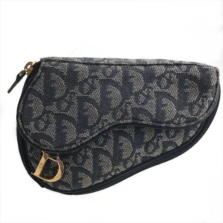 Pochette de maquillage selle toile marine CHRISTIAN DIOR rang A authentique