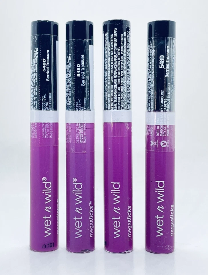 Lot of 4 Wet n Wild MegaSlicks Lip Gloss - 548D Berried Treasure 0.19 oz - Image 2 of 4
