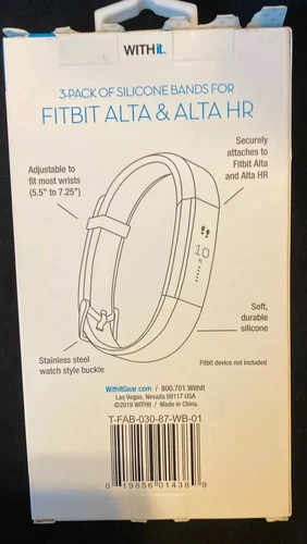 WITHit - Bänder für Fitbit Alta und Alta HR (3er Pack) - Grau / Navy / Pink - Bild 3 von 5