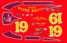  19 Roger Ward Filter Queen Indy 1956 1/64th HO Scale Slot Car Decals
